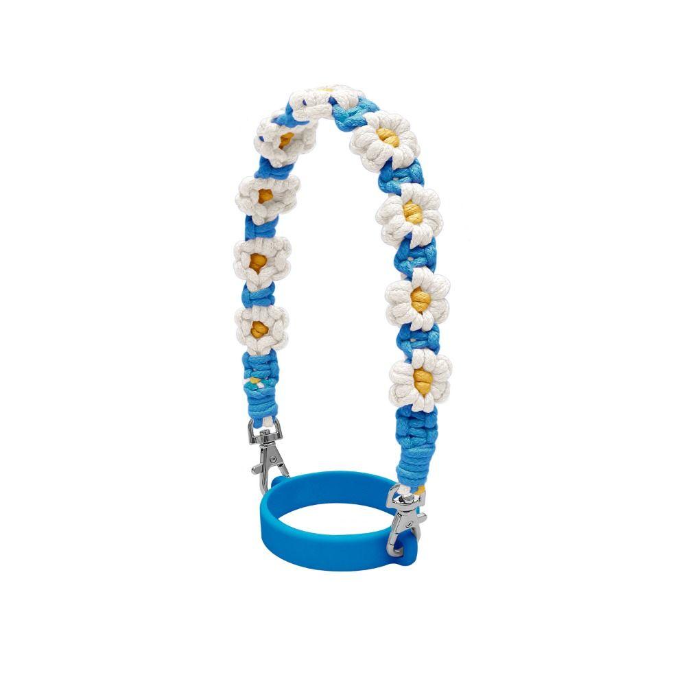 

Bohemian Hand Strap Cup Carrier Hand-Woven Coffee Cup Carrying Strap Bottle Rope Holder Outddooor белый/синий