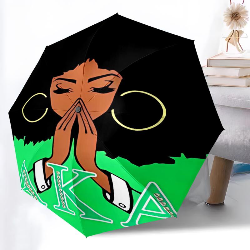 AKA logo2 Print Automatic Umbrella, 8 Rib Iron Frame, Plastic Handle, Suitable for Outdoor Travel &Daily , Ideal Gift