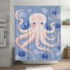 Ocean Blue Bath Curtain featuring Octopus Clouds Pattern, Waterproof Fabric for Home Decor in Bathroom Accessories Blue Pink Col