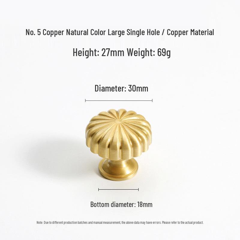 French Light Luxury Gold Brass Drawer Pull Handle