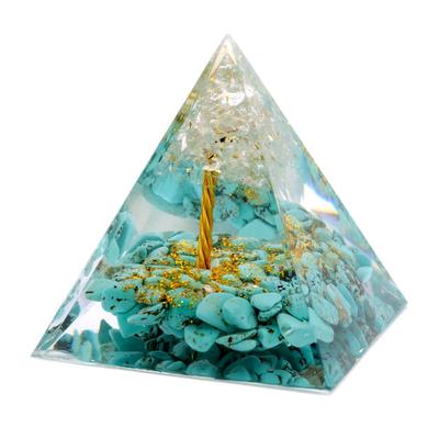 [GOLDSTEIN] Orgonit-Pyramide, Reichtumsbaum, Naturstein, Ca.. 5 cm Breit, Figur, Kraftstein, Reinigung, Türkis, Quarz, Ca.. 5 cm breit