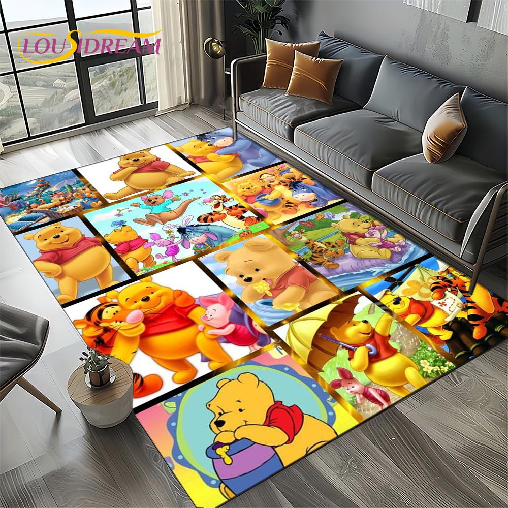 Tappeto Tappetino Decorativo Tappeto Cartoon Orso Winnie Pooh Carino 3D per Camera da Letto Soggiorno Casa Divano, Gioco Bambino Decorazione Grande Tappetino Pavimento Regalo