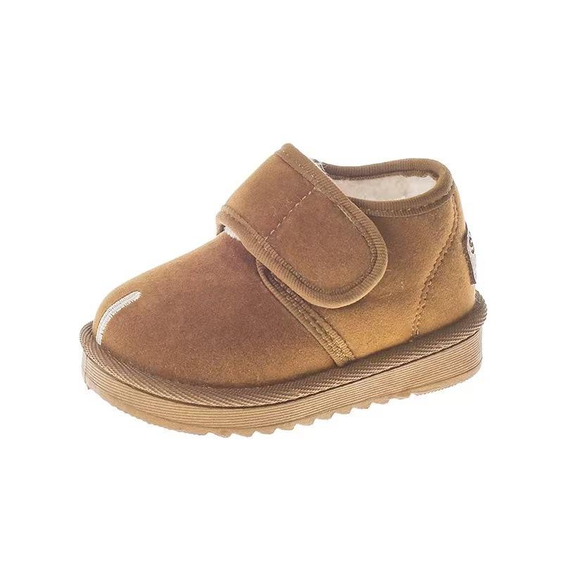 Baby snow boots 2025 winter new boys and girls fake split-toed bread shoes Velcro thickened velvet children's cotton shoes