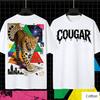 Cougar Leopard Geometric Collage Print Cotton T Shirt Unisex Women Streetwear Punk Style Loose Casual Tee