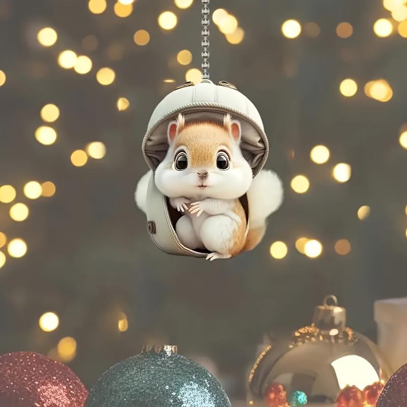 1 Stück Acryl Flache Eichhörnchen Auto Anhänger Dekoration für Rucksack, Ein Weihnachtsgeschenk