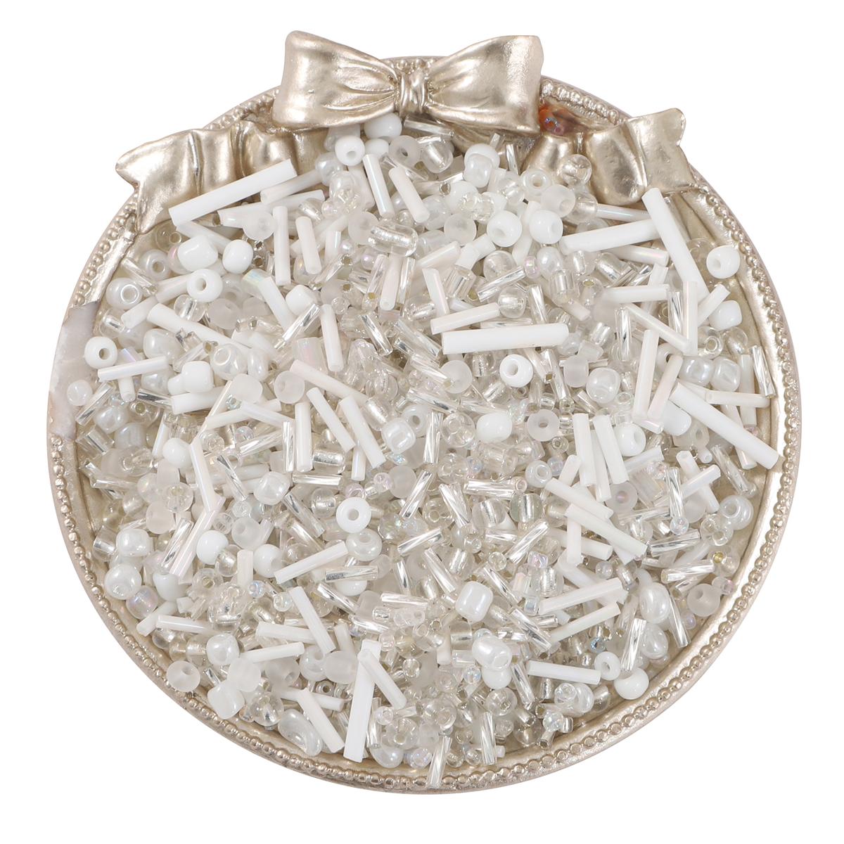 

15000 шт. Смешанные формы и размеры стеклянных бусин, многоцветные круглые стеклянные бусины для самостоятельного изготовления ювелирных изделий, бисероплетения, вышивки, аксессуаров 1.5-4.5mm 450g белый