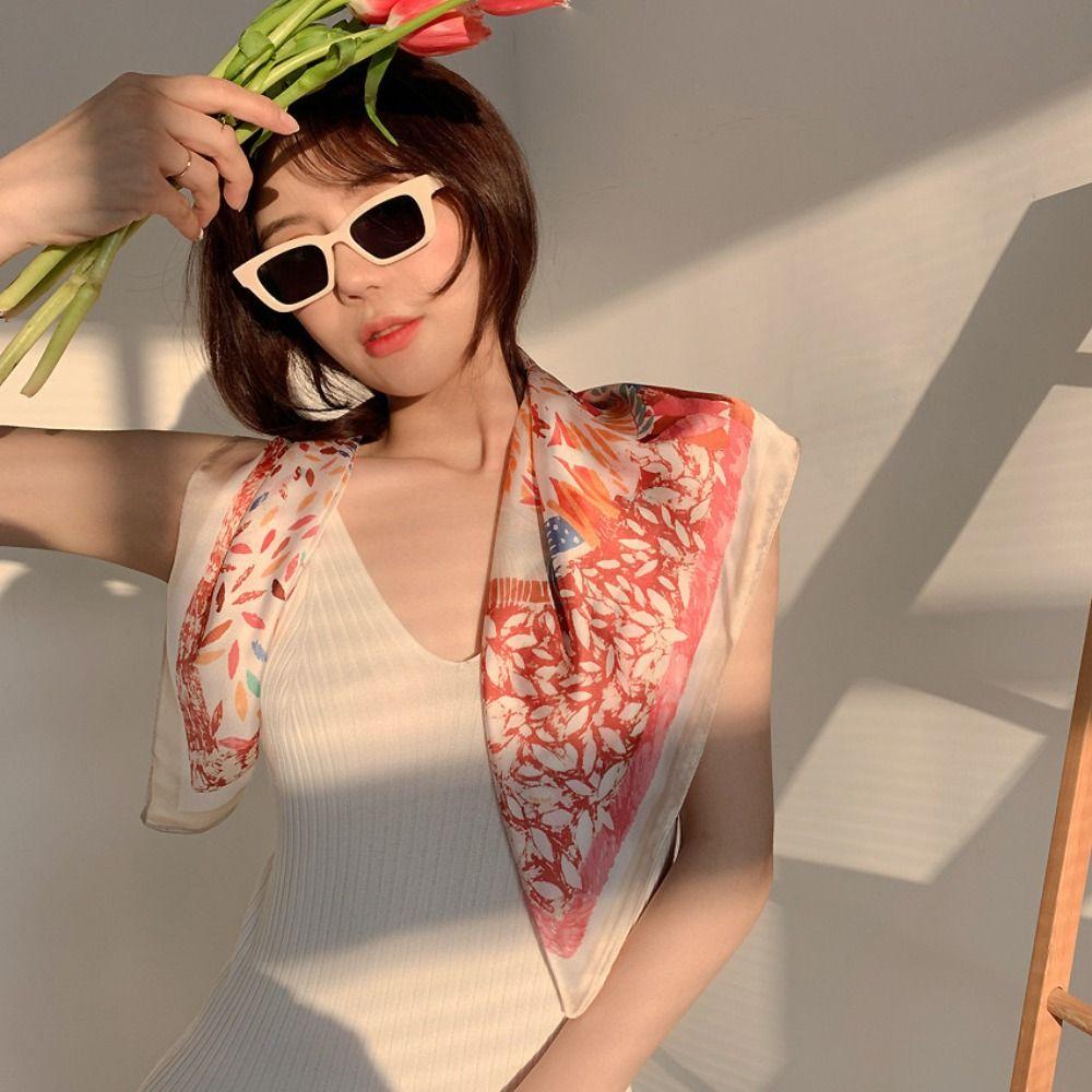 Square Neckerchief Satin Silk Female Bandana Casual Women Head Scarf 3