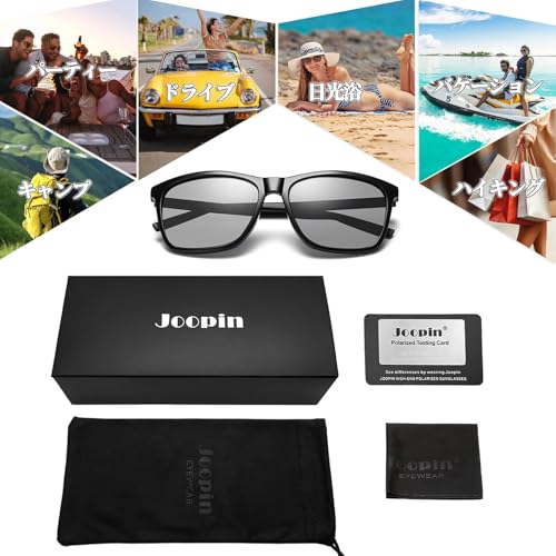 [Joopin] Photochromic Polarized Sunglasses for Men, UV400 Full Sun Protection, Lightweight (22g), Wellington Style, Suitable for Driving, Sports, and