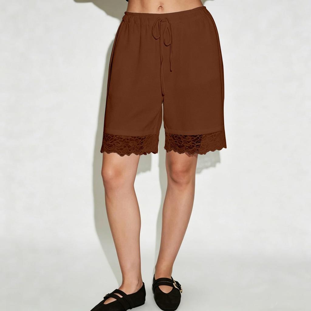 Women's Casual Drawstring Lace Wide Leg Shorts - Lightweight Summer Fashion Bottoms for Beach, Daily Wear