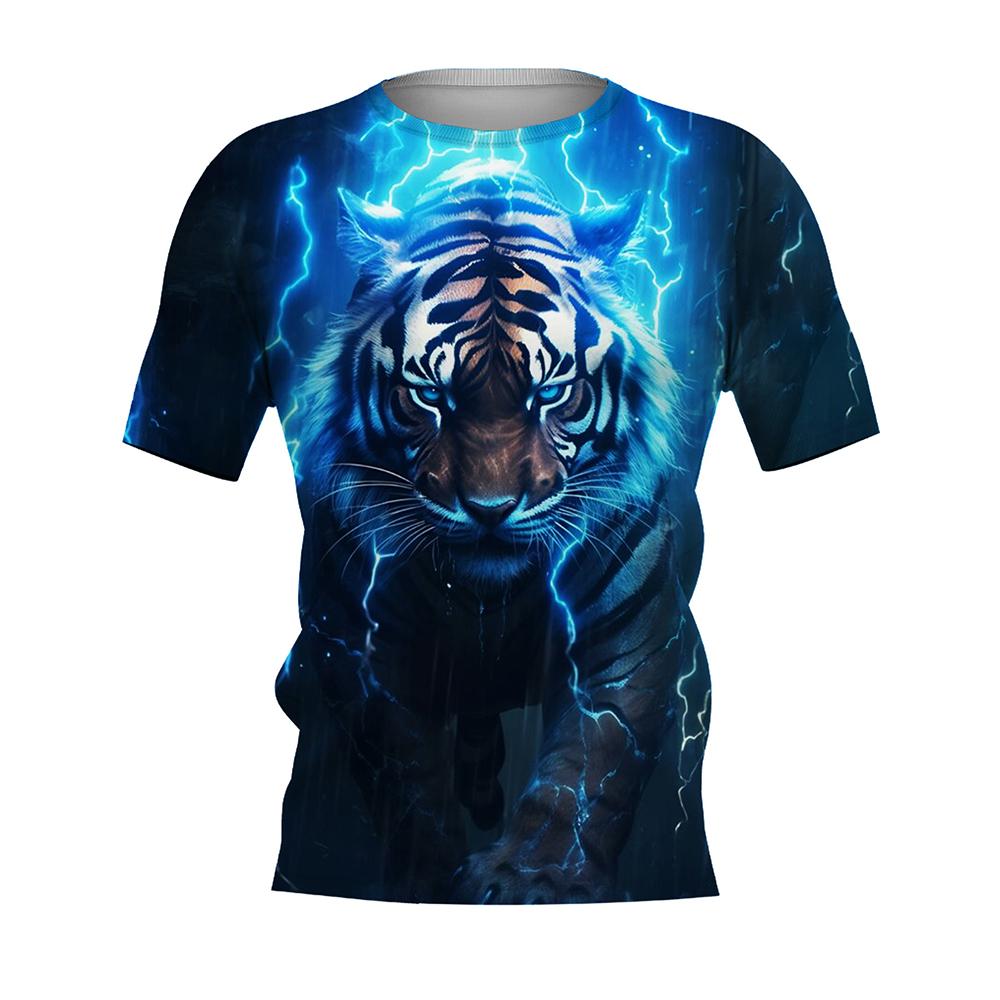New Summer Tiger Pattern 3D Print T-Shirts Men Women Animal Cute O-Neck Short Sleeve Oversized Harajuku Tee Top Kid Man Clothing