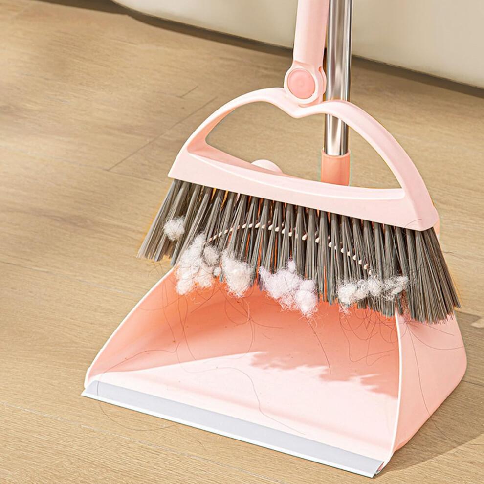 Broom and Dustpan Set with SelfCleaning Teeth for Pet Hair, Indoor Outdoor Sweeping