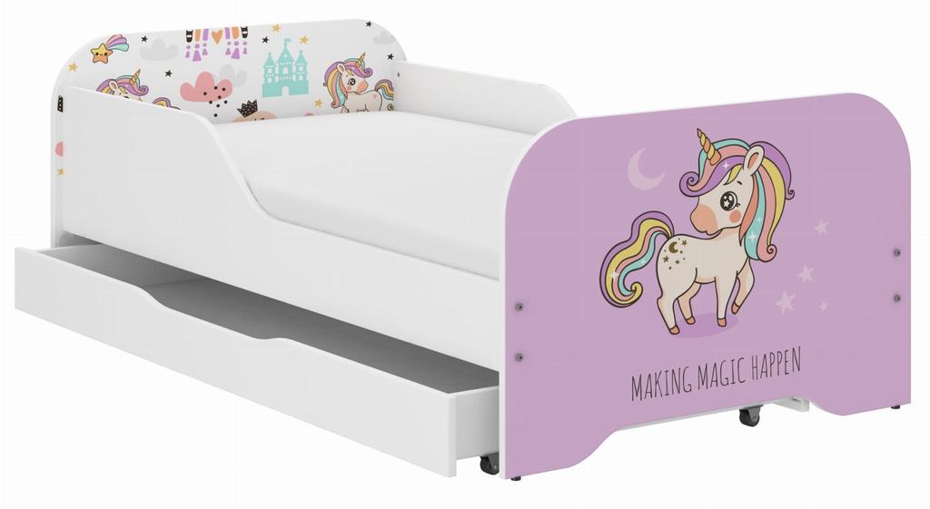 MIKI Children's Bed 160x80 PINK UNICORN