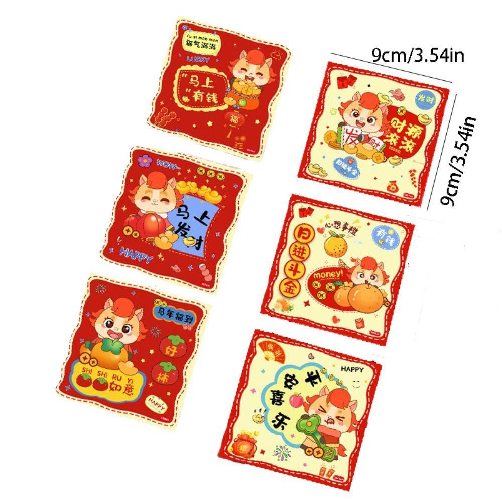 6pcs Traditional Red Envelopes Cartoon Money Bags Cash Gift Package  New Year Celebration