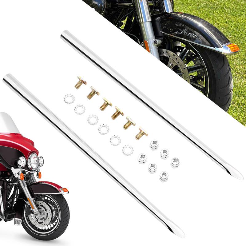 Chrome Motorcycle Front Fender Mudguard Spear Trim Kits For Harley Touring Road King Electra Glide1982-2023 Softail 1986-2017