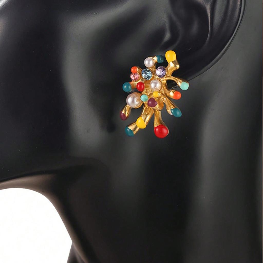 Fashion Exquisite Design Colorful Flower Pistil Earrings Women Accessories Date Party Gift