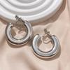 Vintage Oversize Chunky Round Circle Clip Earring for Women C Shape Tube Thick Without Pierced Hoop Earclips Jewelry Trendy
