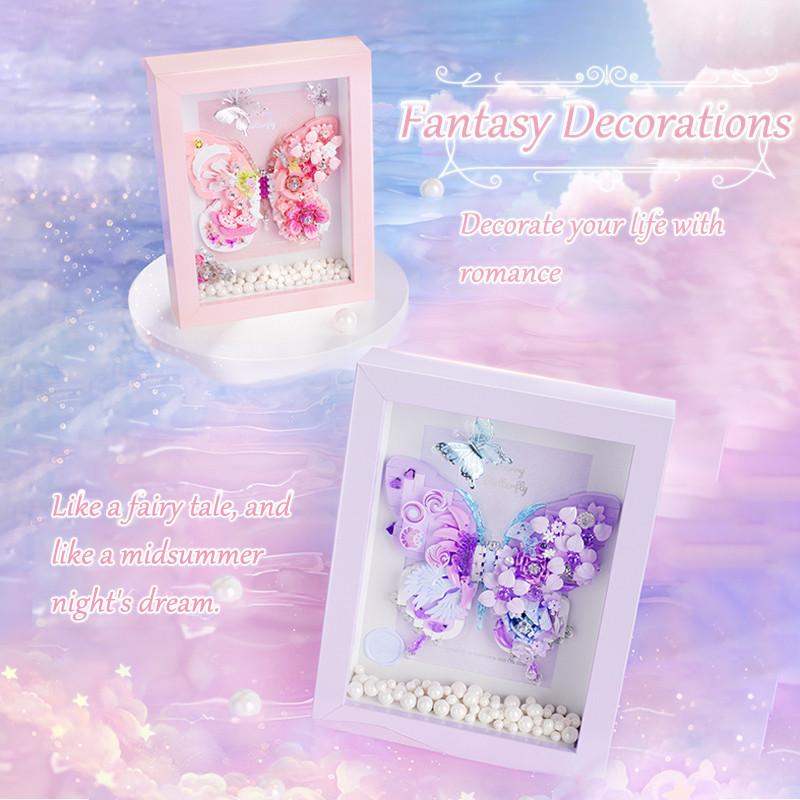 Non-Toxic Dreamy Butterfly Model Assemblage Building Blocks Moc Fantasy Picture Frame Ornaments Home Decorations Kids Toys Gifts For Children
