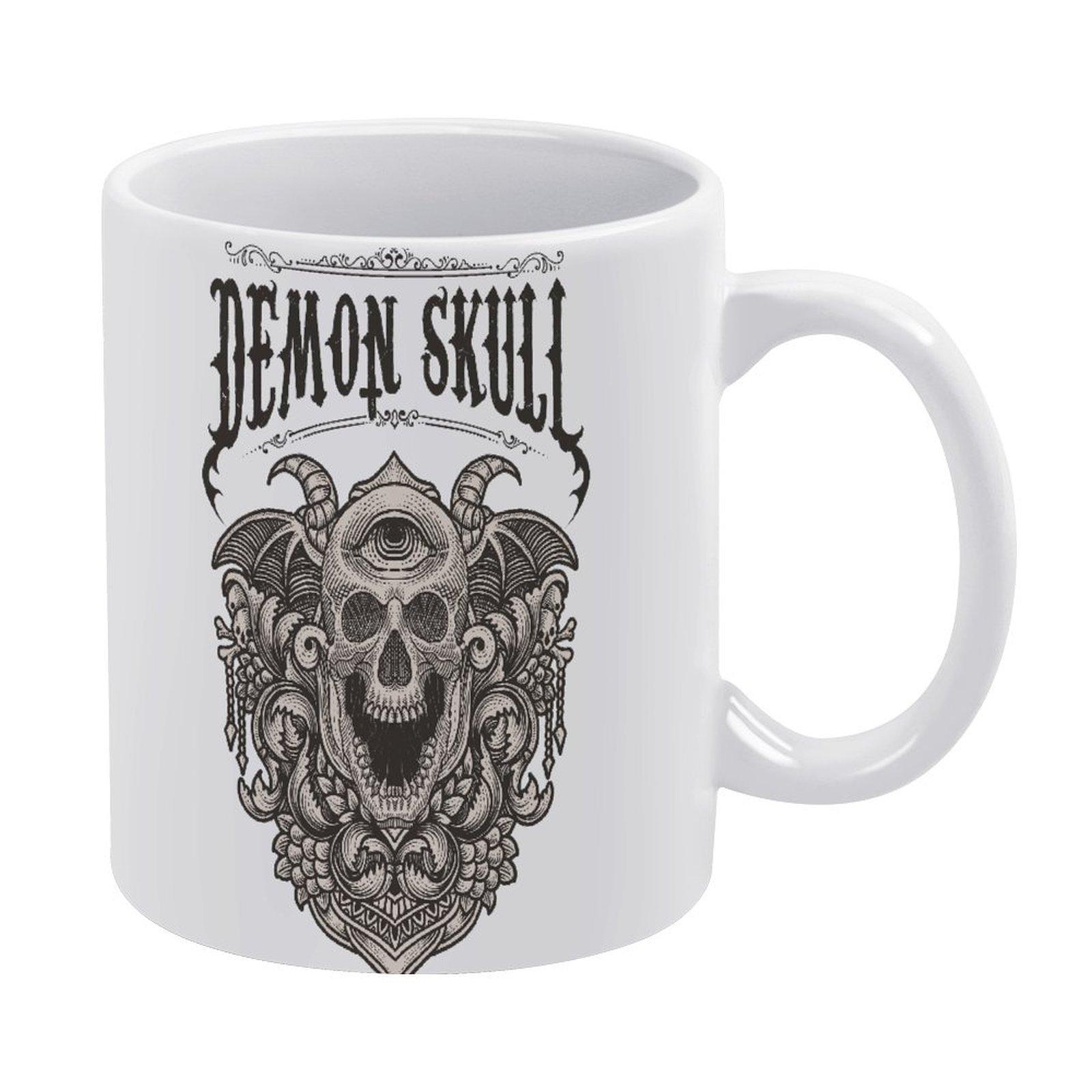 

11oz White Ceramic Coffee Mug with Double-Sided Print, Glossy Feel and Comfortable Handle for Tea, Milk and Hot Drink Break