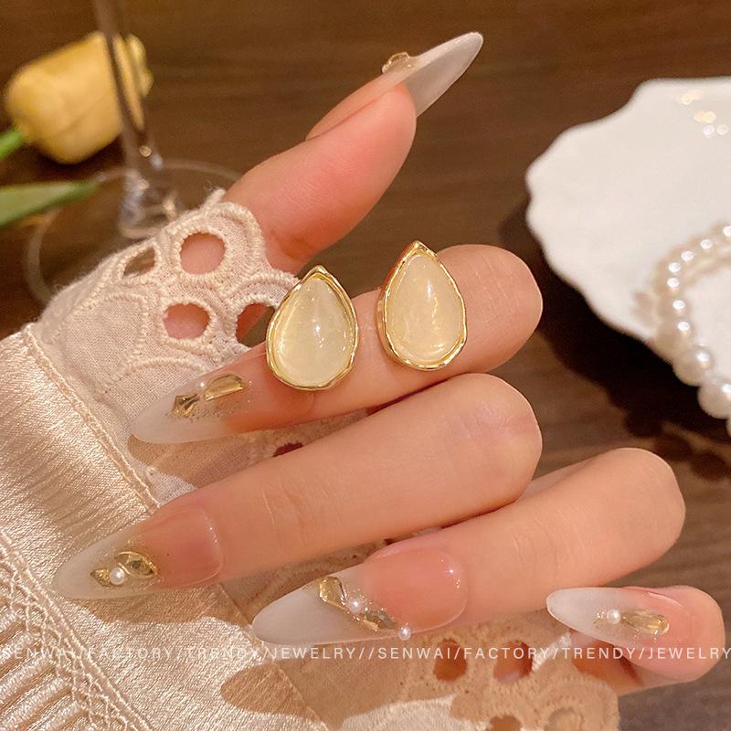 Серьги-капли с золотым опалом, женские, легкие, роскошные, квадратные, круглые, для лица, небольшие, стильные серьги.