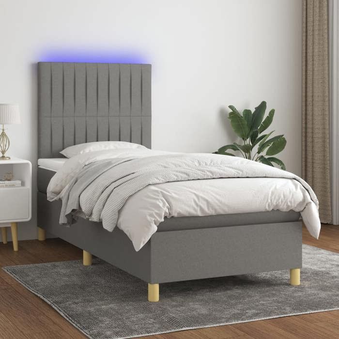 VidaXL Sommier à Lattes de Lit avec Matelas et LED, Lit Rembourré, Lit Simple, Lit Adulte de Chambre à Coucher Intérieur, 3135566