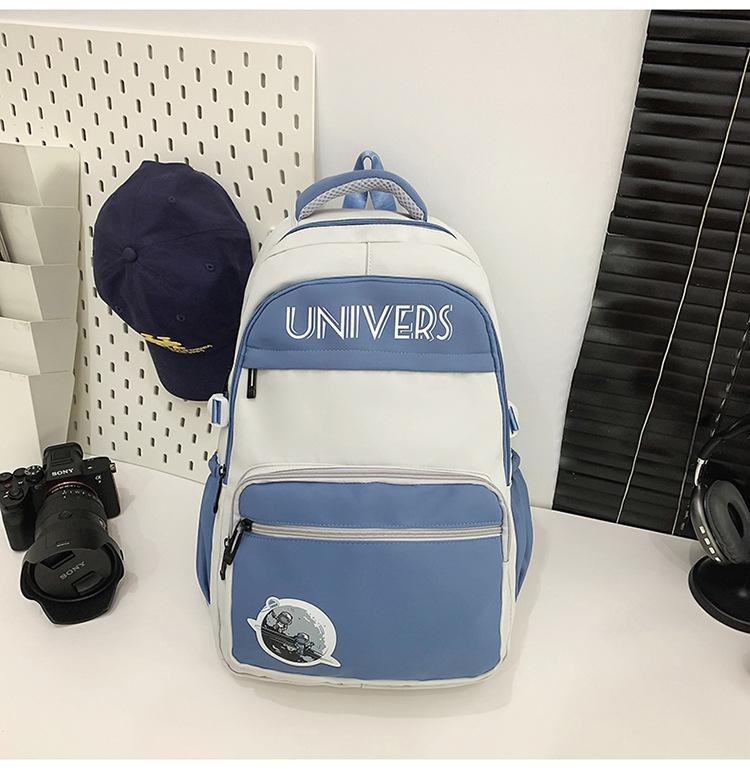 

Fashion retro multi-compartment schoolbag female high school student large capacity contrasting color backpack travel backpack male білий