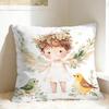 Pillow Cover Watercolor Cute Angel Girls  Novelty Pillow Case For Sofa Home Decoration Pillowcases