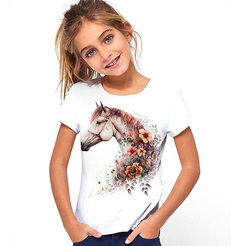3D Pattern Animal Print Children's T-shirt Short Sleeved Summer Sports Fashion Street Casual Top