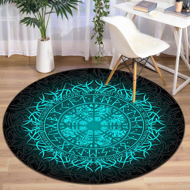 

1Pc Viking theme Printed circular carpet, home door mat, outdoor travel protection carpet A7 80x80cm( 31x31in)