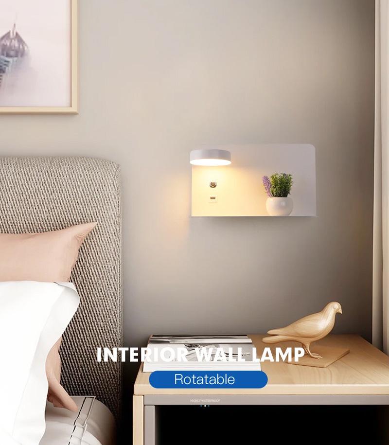 Lux Minimalist USB Touch LED Wall Lamp, Three-Color Dimmable, 12W, Bedroom Bedside Reading Light
