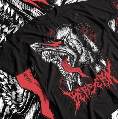 T-shirt Berserk, Maglietta Nera Anime, Maglietta con Striscia Manga Guts Armatura Berserker,