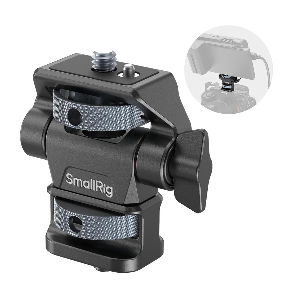 SmallRig Adjustable Camera Monitor Swivel and Tilt Monitor Holder with Resilient Locating and Design for Ninja V and Monitors Mount, 360° 180° 1/4"-20