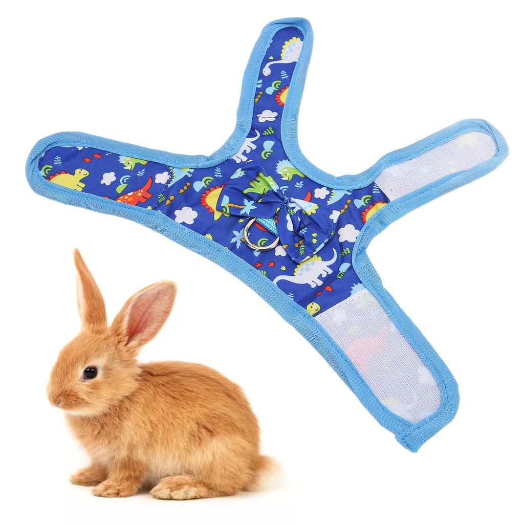Cat Vest Harnesses and Leash Cartoon Dinosaur Pattern Breathable Cat Walking Vest with Strips for