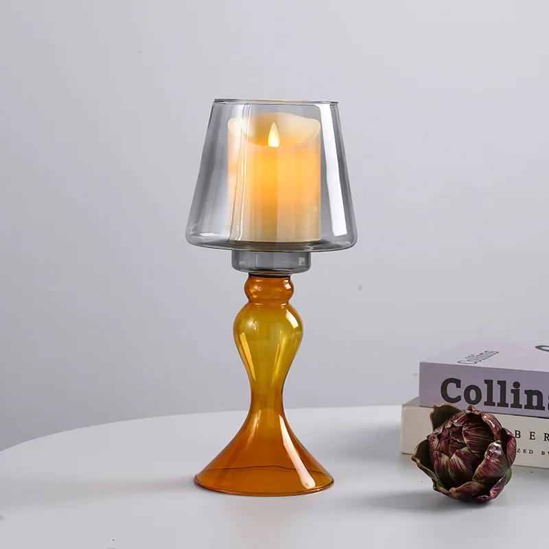 Glass Vase Geometric Tall Flowerpot Candlestick Candle Holder Flower Arrangement Accessories Terrarium Home Decoration