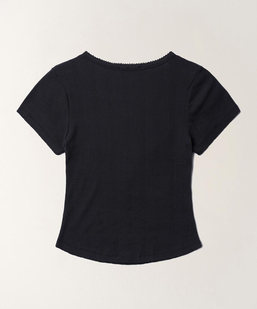 TTUDEMENT Eyelet Henley T-Shirt_Charcoal