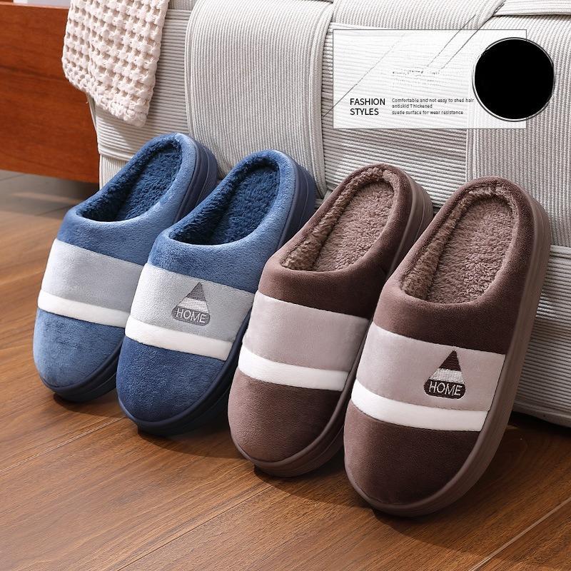 Chaussures de grande taille, Pantoufles en coton, Chaussons d'intérieur pour femmes Antidérapants à semelle épaisse en peluche chaude