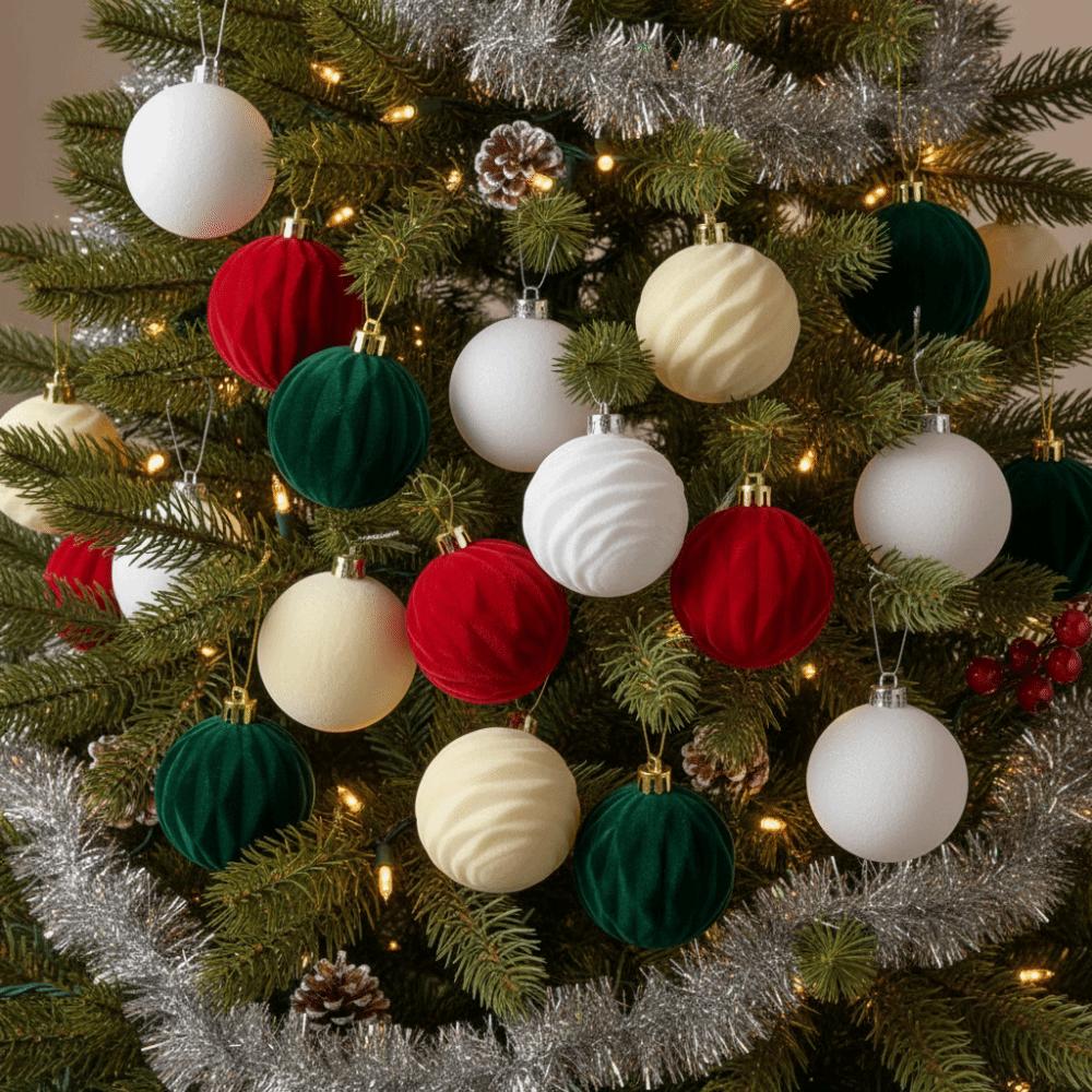 Multi Texture Velvet Christmas Balls Assorted Colors Multi Texture Baubles Xmas Gift
