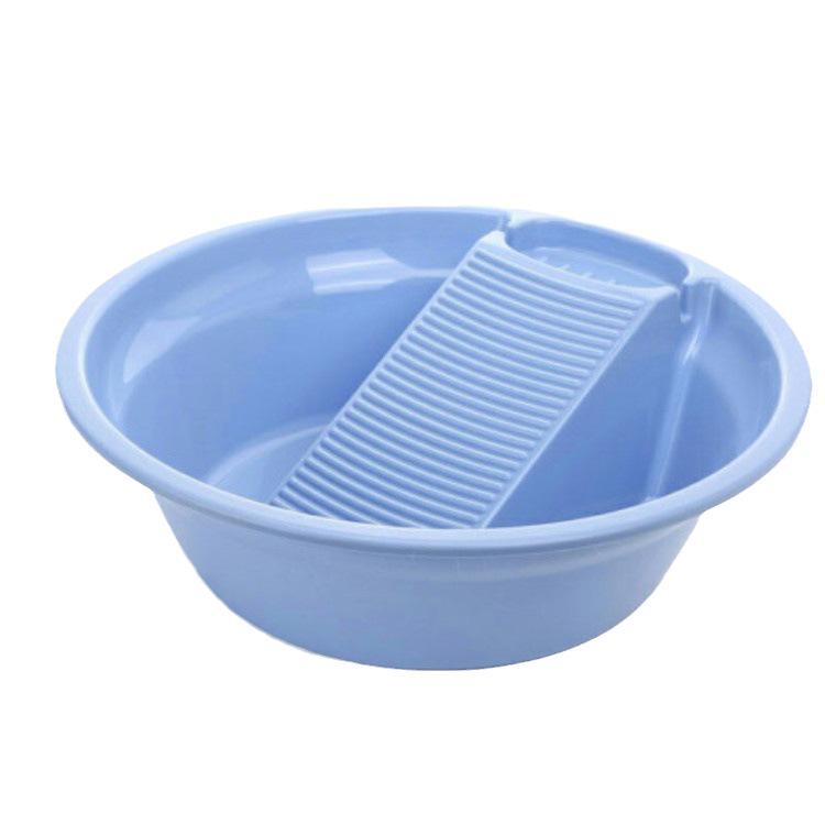Thickened Plastic Washbasin with Washboard for Laundry and Baby Clothes
