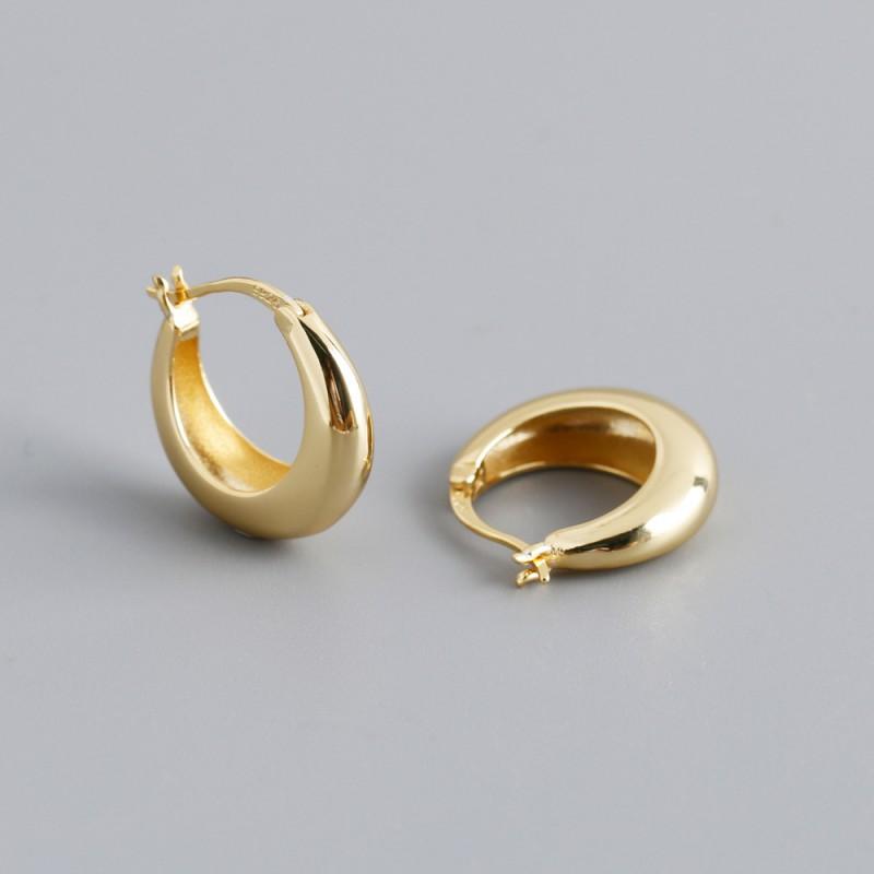 Sterling Gold Plated Geometric Hoop Earrings Women Minimalist Chic Fashion Jewelry 925 Sterling Silver