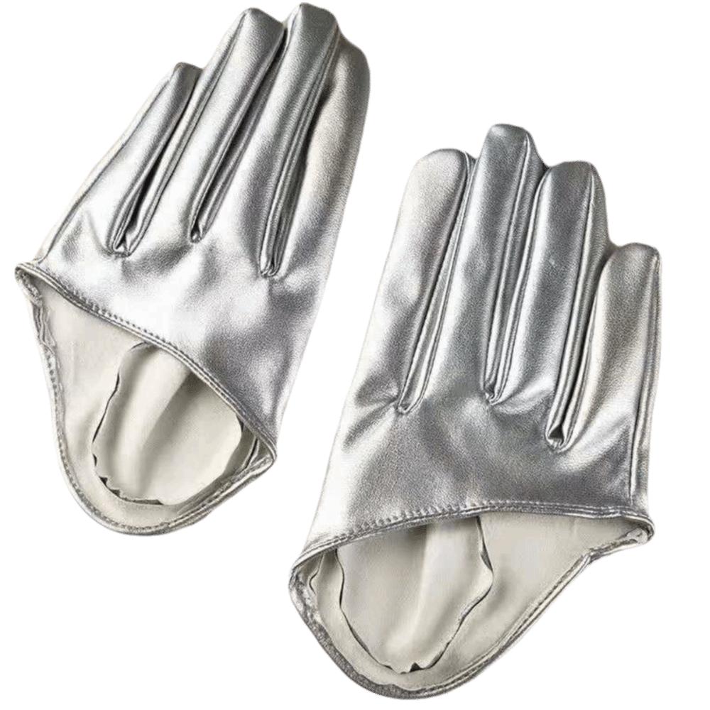 PU-Leder Halbfingerhandschuhe Fingerlose Lacklederhandschuhe Persönlichkeit Fünf-Finger-Fäustlinge Damen