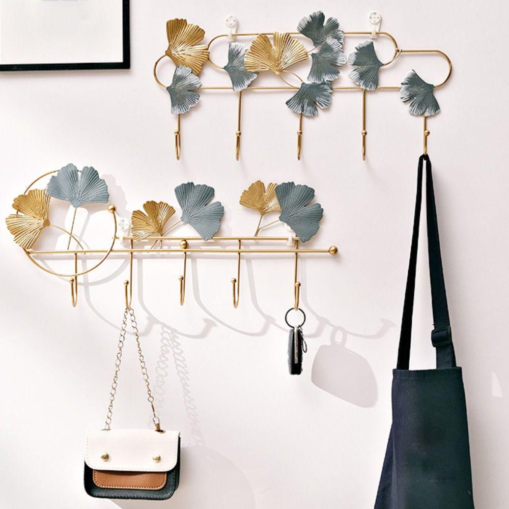 Ginkgo Leaf Shape Wear-resistant Wall Mounted Key Holder Metal Stoarge Hanger Door Hook Coat Hanger
