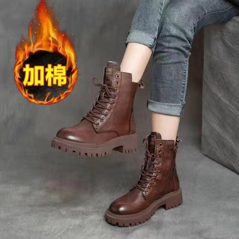 Martin boots women's British style short boots 2025 winter Korean version velvet thickened versatile platform knight boots ins