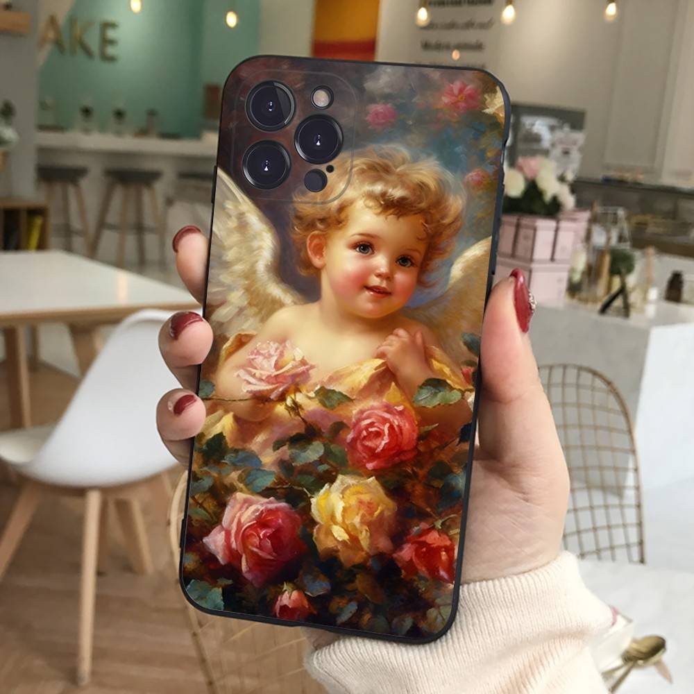 Middle Ages Retro Cupid Angel Phone Case For IPhone 12 11 13 14 15 16 17 Pro Max Plus Mini Cover
