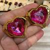 Medieval Western Pink Yellow And Blue Love Gem Diamond Stud Earrings Copper Plated Real Gold Retro Court Earrings Women