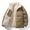 Padded-on jacket men's winter new lamb wool piled thickened bread cotton-padded jacket double-sided wear loose warm padded jacket women