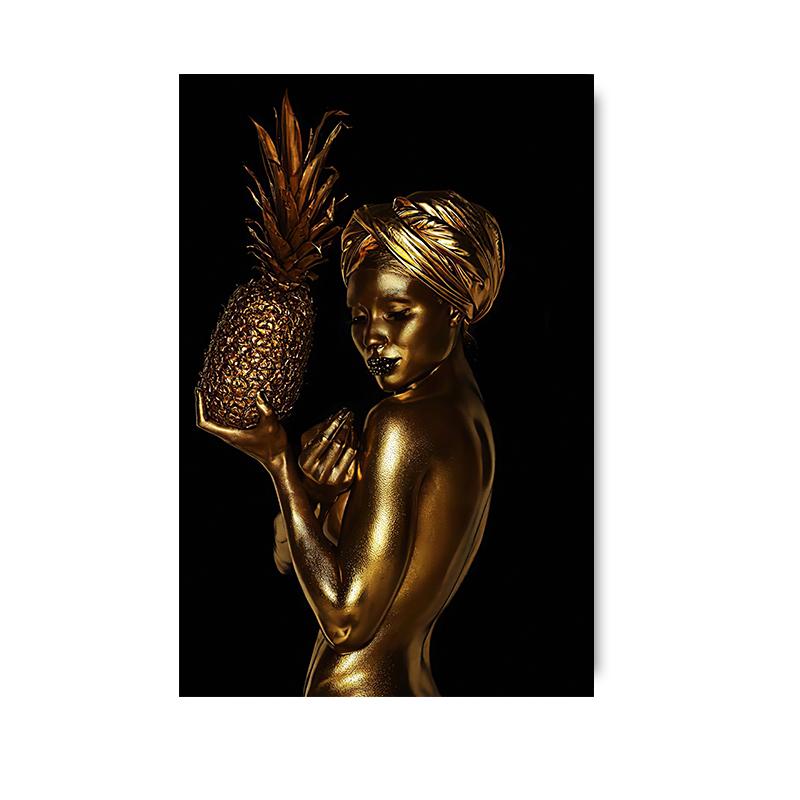 

Африканские черные золотые женские постеры и принты, картины на холсте, современные скандинавские настенные художественные картины для гостиной, украшения дома 50X70cm No Frame