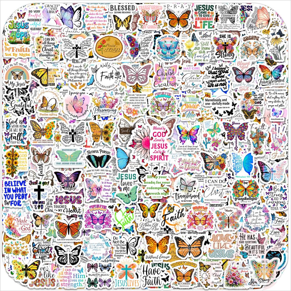 120Pcs/Set Butterfly Bible Phrase Mini Diary Manual Stickers DIY Scrapbooks Album Decor Decals Stickers