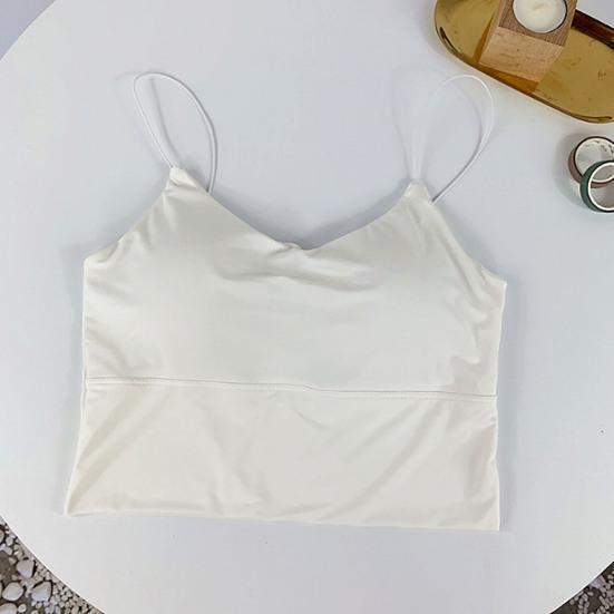 Women Bra Vest Seamless Padded Wireless Spaghetti Strap Full Cup Solid Color Summer Camis Tank Top