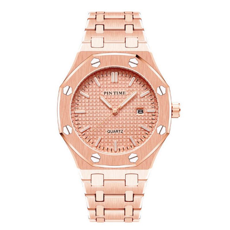 Men's Swiss Quartz Octagonal Steel Band Watch - Waterproof Model