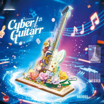 950pcs Cyberpunk Electric Guitar Building Blocks Children's Assembly Building Block Toys No Box