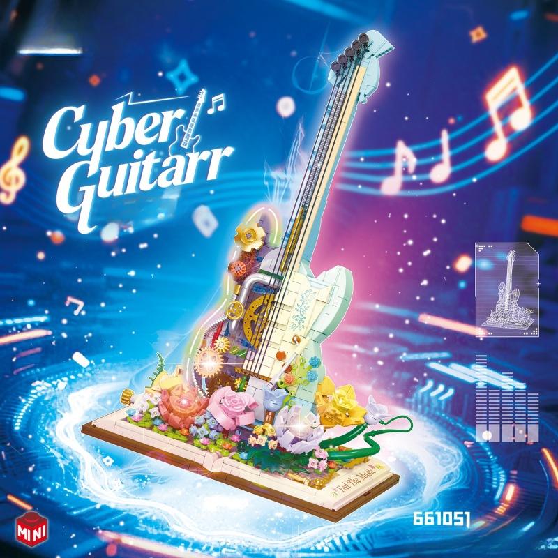 950pcs Cyberpunk Electric Guitar Building Blocks Children's Assembly Building Block Toys No Box